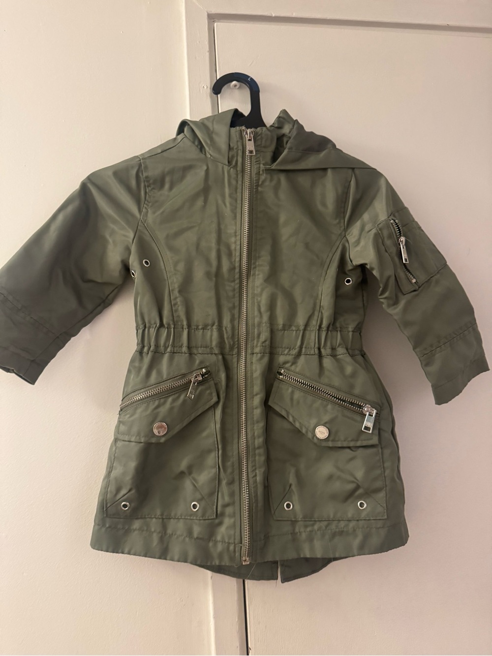 Urban Republic Girls Olive Green Hooded Utility Raincoat